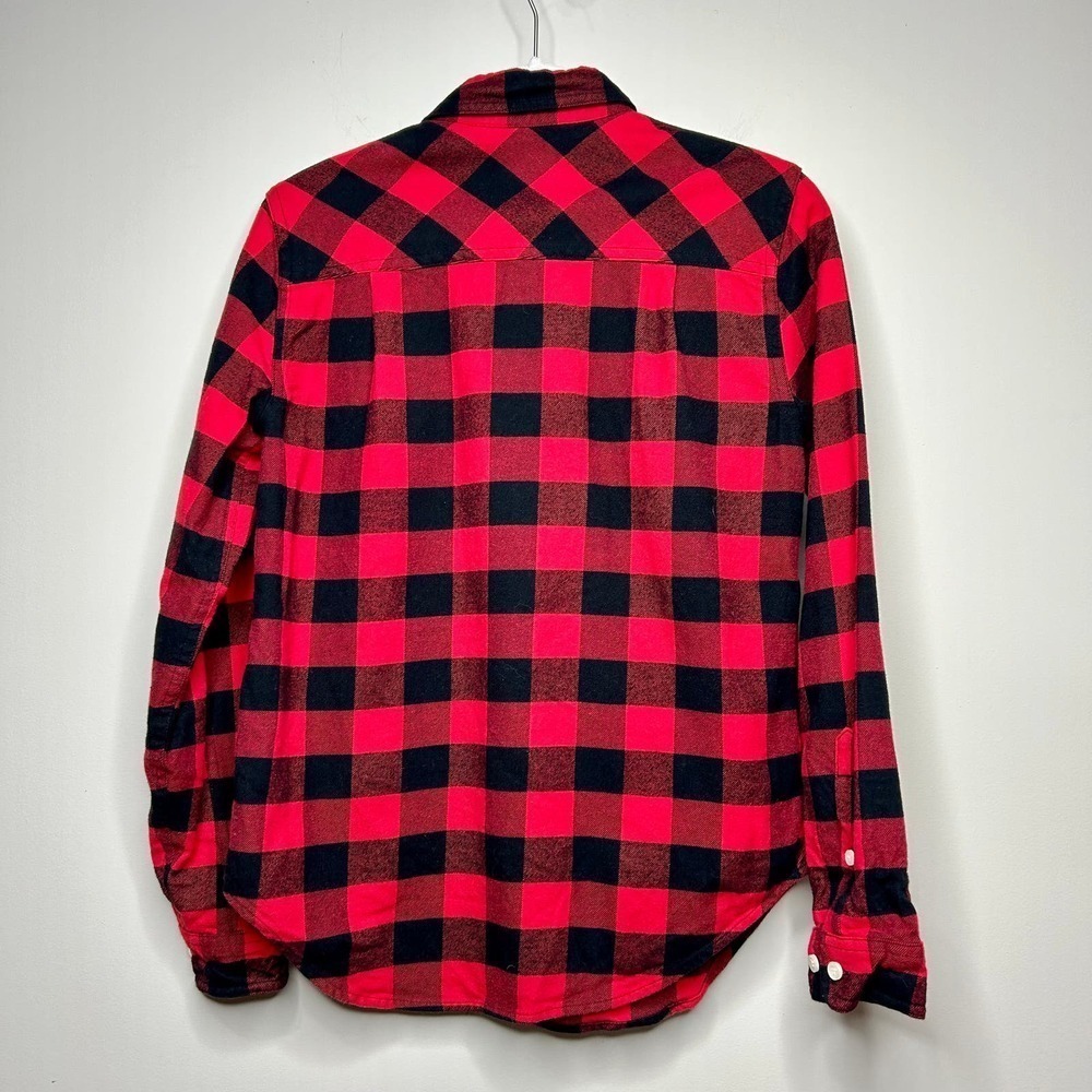 J. Crew Factory Red and Black Buffalo Plaid Shirt Size XXS Zip Front - Picture 7 of 9